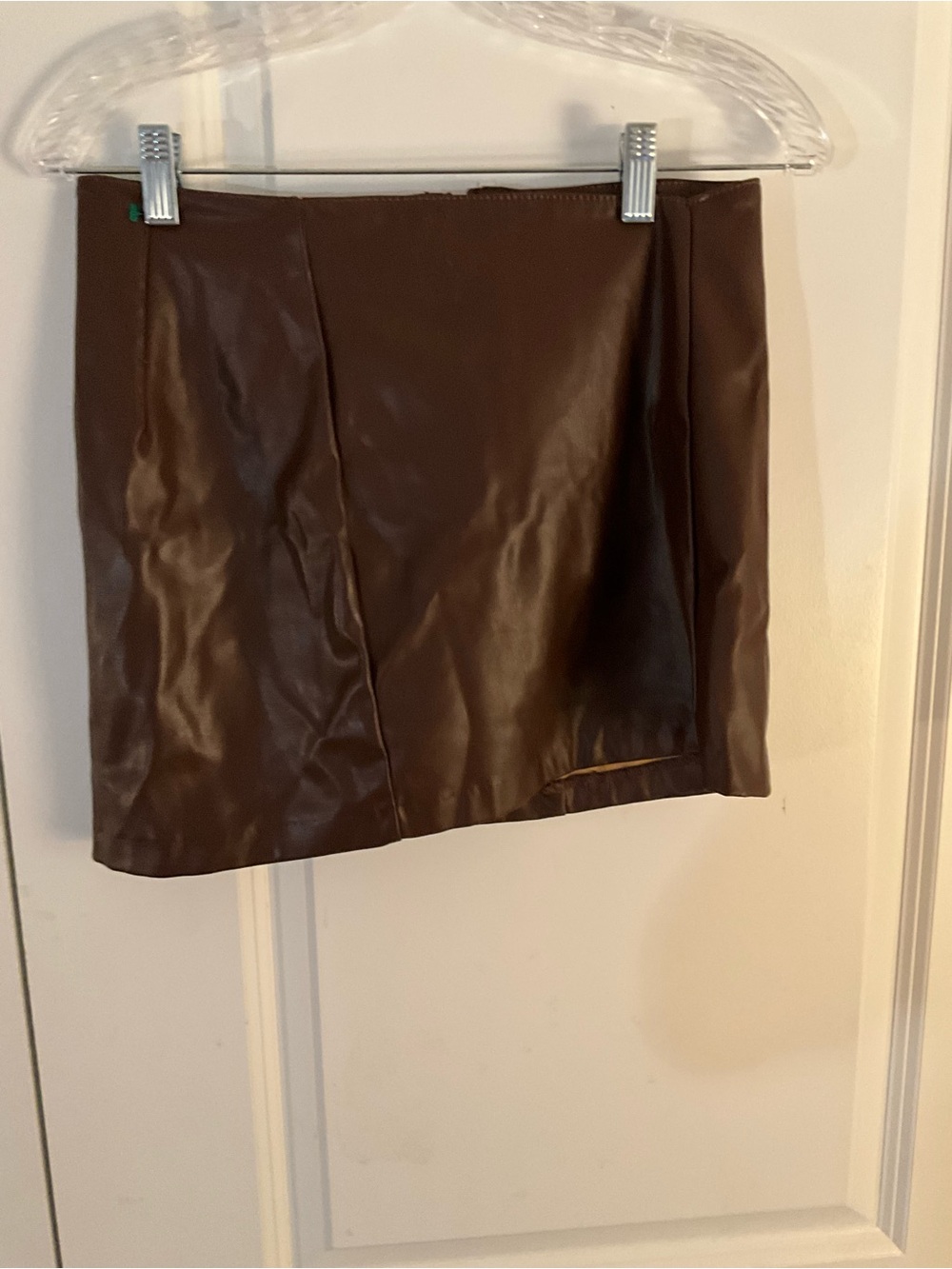H&M Chocolate Brown Faux Leather Mini Skirt size small